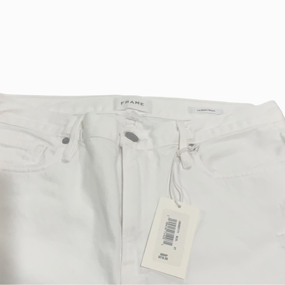 Frame 🆕 Le Beau Distressed Cuffed Denim Jean Shorts White Blanc Elsey - Picture 5 of 7